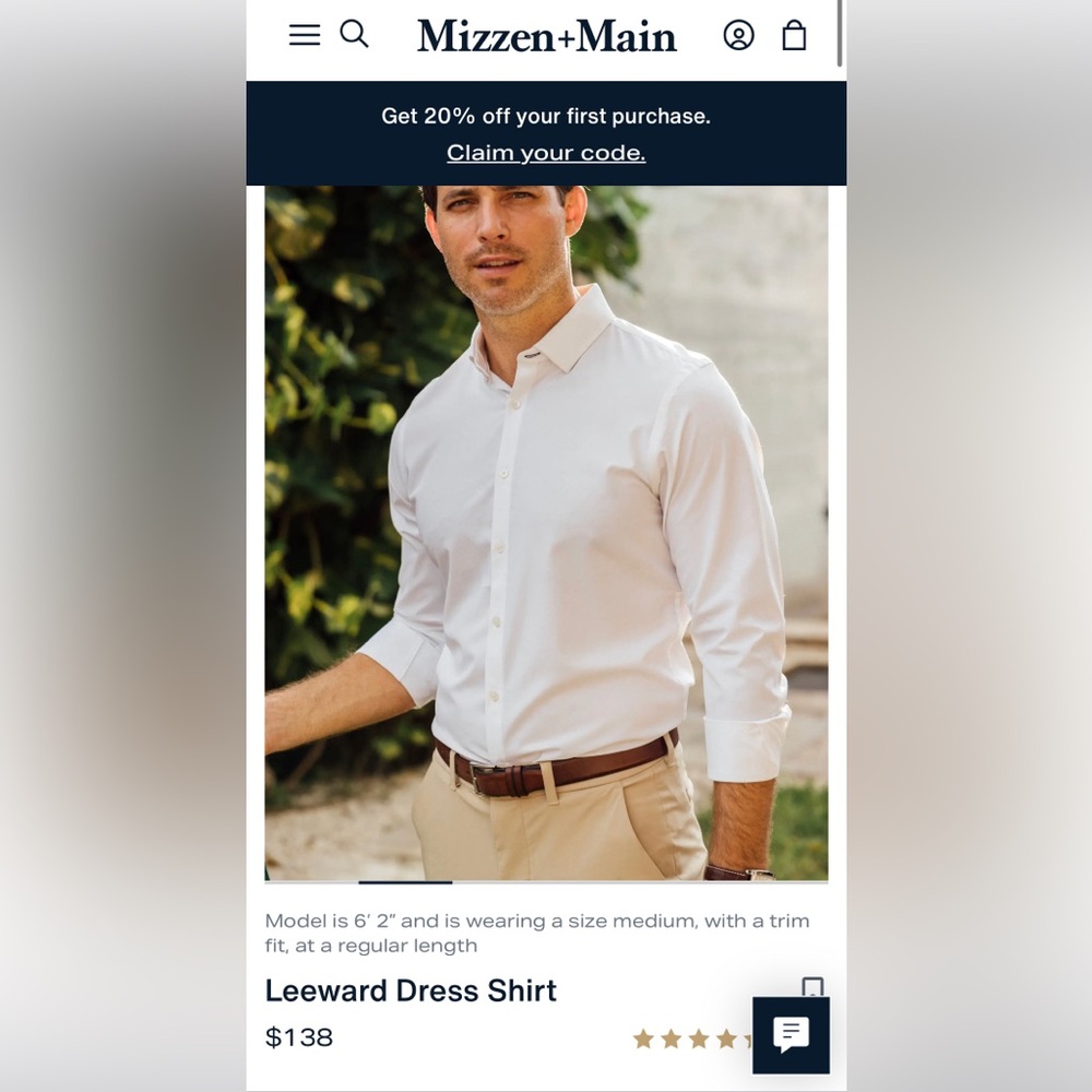 Mizzen+Main Leeward Dress Shirt - White